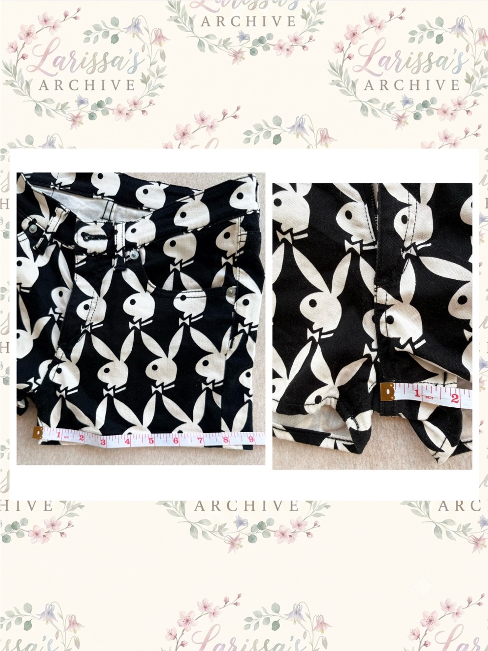 Hysteric Glamour x Playboy | Vintage 2012 Monogram Denim Shorts | JP S (XXS) - Picture 8 of 16